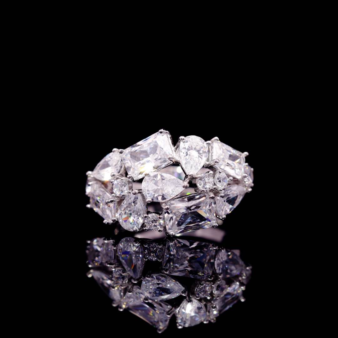 Omnia Anastasia White Luxury Bridal Full Set in High Quality Zircon Stone in Rhodium Plated