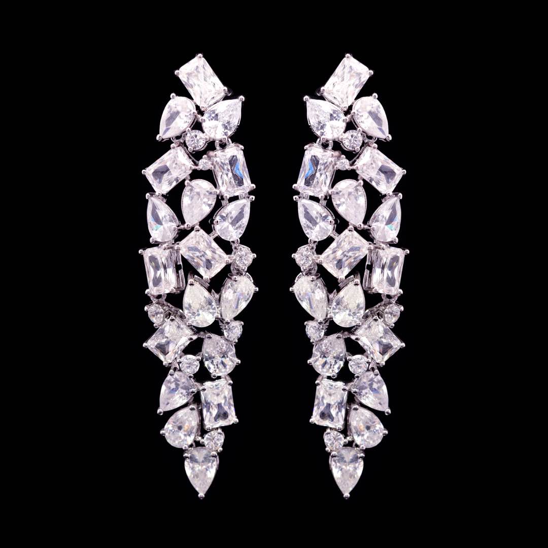 Omnia Anastasia White Luxury Bridal Full Set in High Quality Zircon Stone in Rhodium Plated