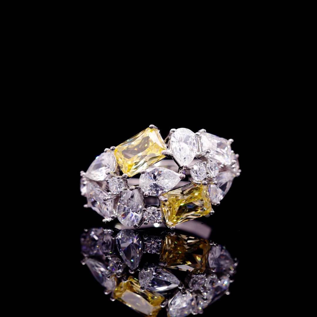 Omnia Anastasia Yellow Bridal Full Set in High Quality Zircon Stone in Rhodium Plated