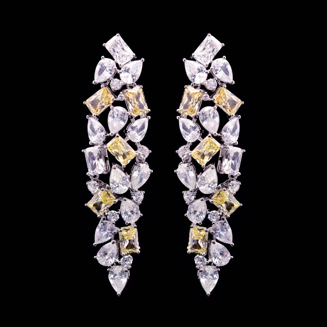 Omnia Anastasia Yellow Bridal Full Set in High Quality Zircon Stone in Rhodium Plated