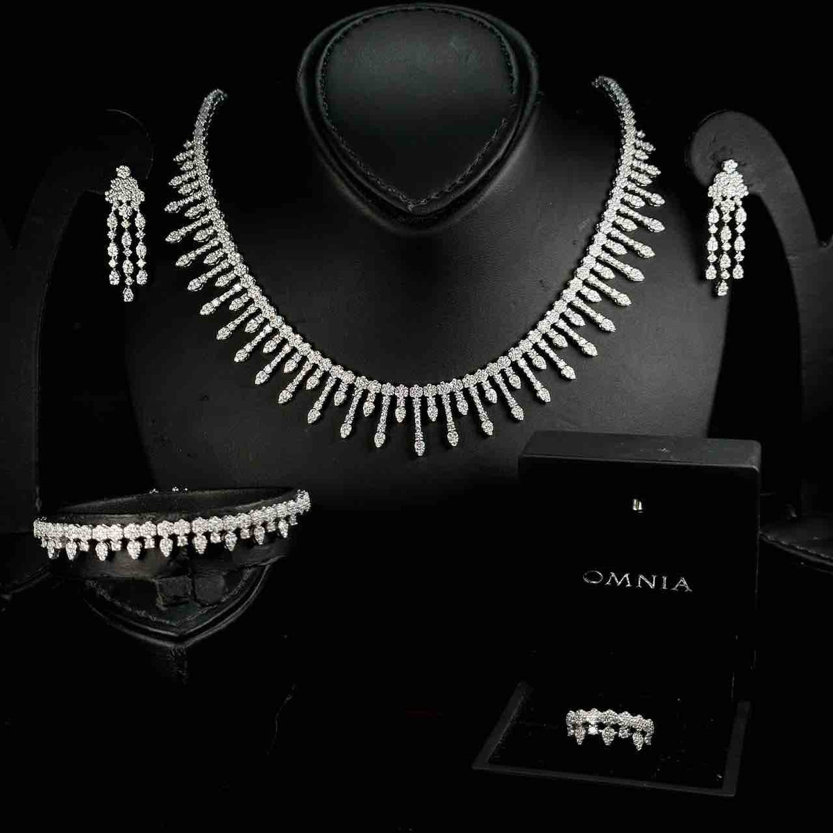 Omnia Khairiya White Bridal Full Set in 925 Silver High Quality Simulated Diamonds - OMNIASTORES UAE