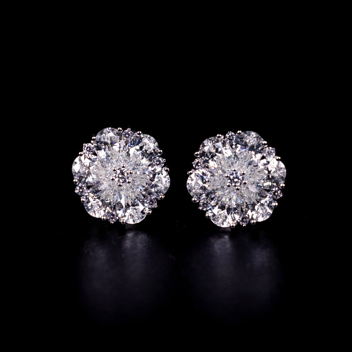 Omnia Saadiya White Flower Stud Earrings In 925 Silver High Quality Certified Lab Crafted Round Cut Stones - OMNIASTORES UAE