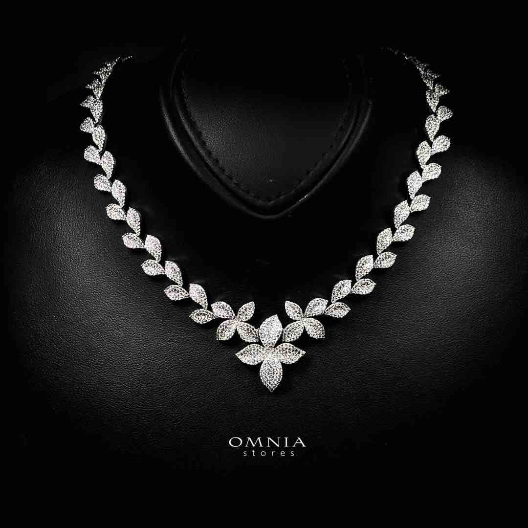 Omnia Minha Luxury White Bridal Full Set in High Quality Zircon Stone Premium Rhodium Plated - OMNIASTORES UAE