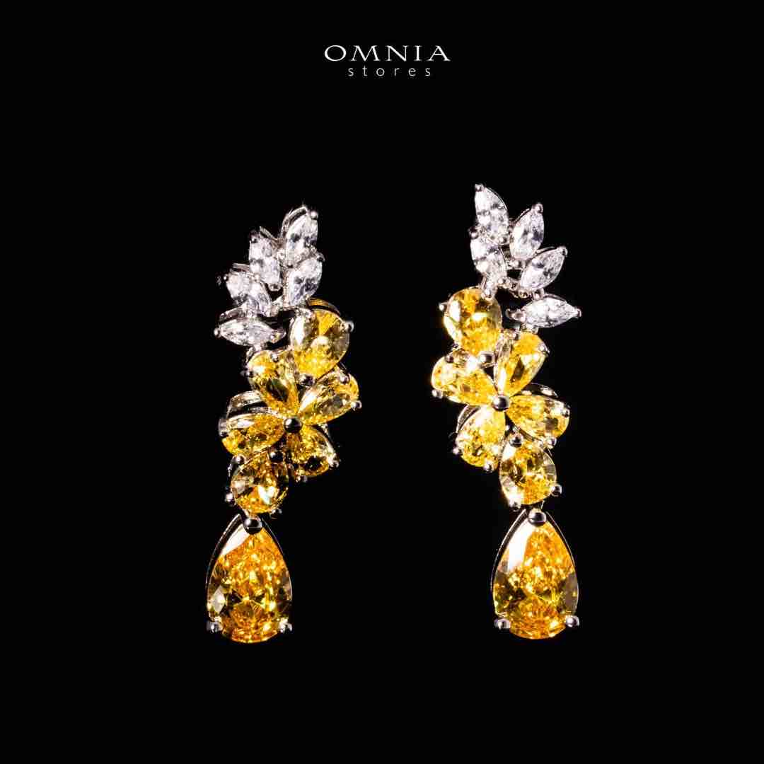 Omnia Nourah Yellow Luxury Bridal Full Set in High Quality Simulated Diamonds Premium Rhodium Plated - OMNIASTORES UAE