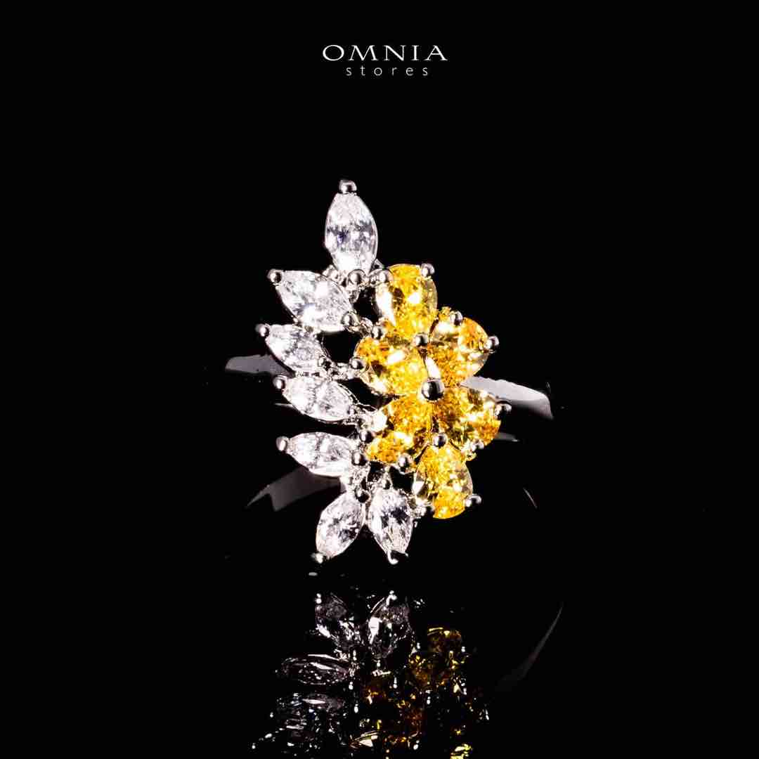 Omnia Nourah Yellow Luxury Bridal Full Set in High Quality Simulated Diamonds Premium Rhodium Plated - OMNIASTORES UAE