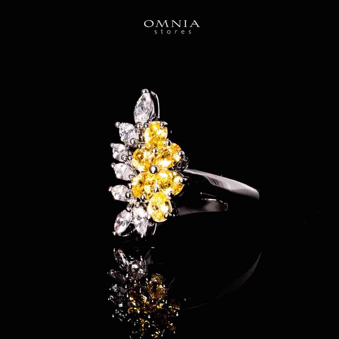 Omnia Nourah Yellow Luxury Bridal Full Set in High Quality Simulated Diamonds Premium Rhodium Plated - OMNIASTORES UAE