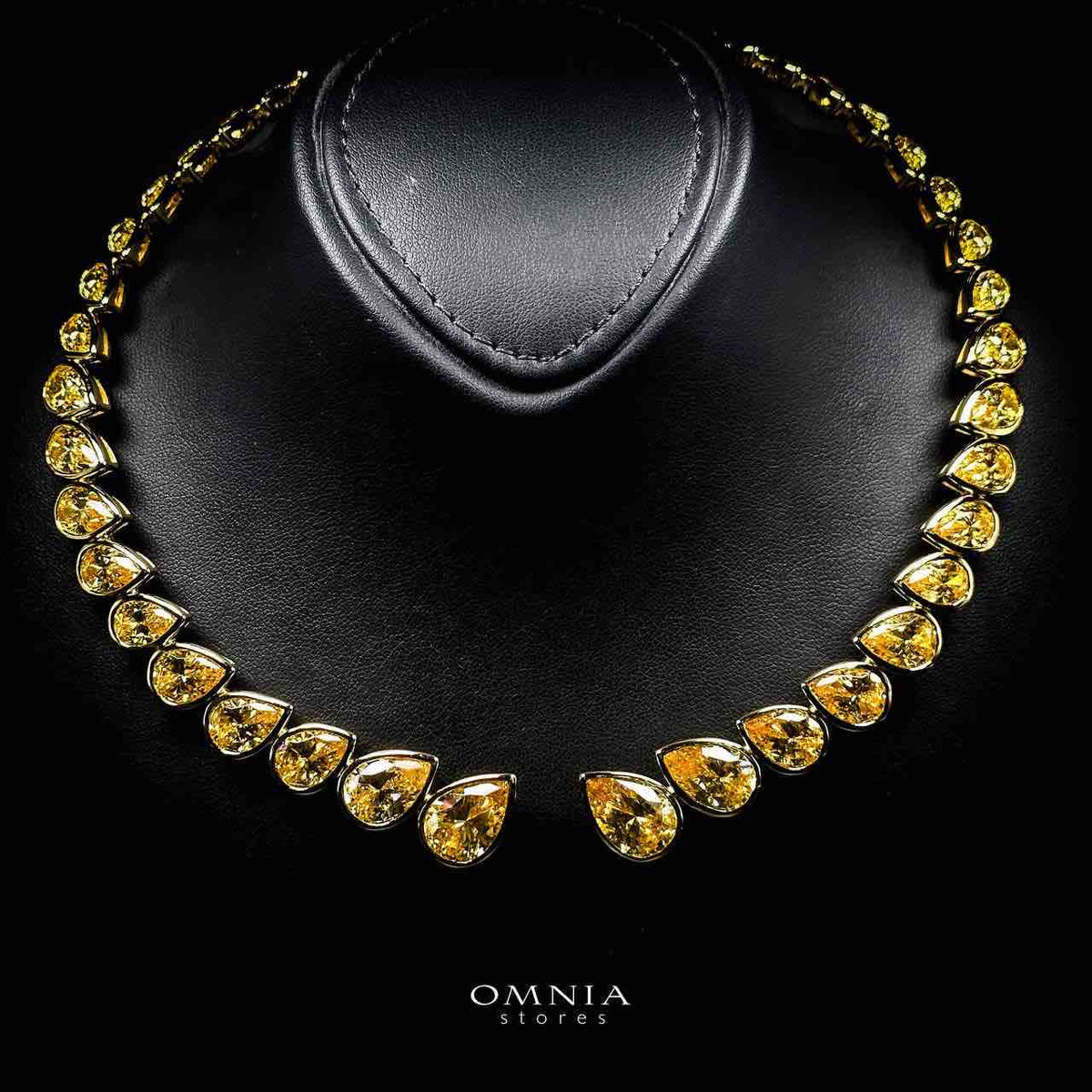 Omnia Nailah Gold Yellow Necklace In 925 Silver With High Quality Lab Crafted Stones - OMNIASTORES UAE