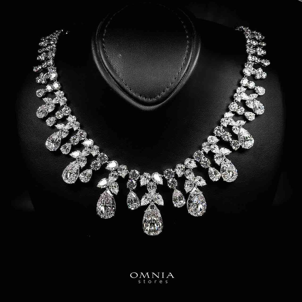 Omnia Taleen Silver White Necklace In 925 Silver With High Quality Lab Crafted Stones - OMNIASTORES UAE