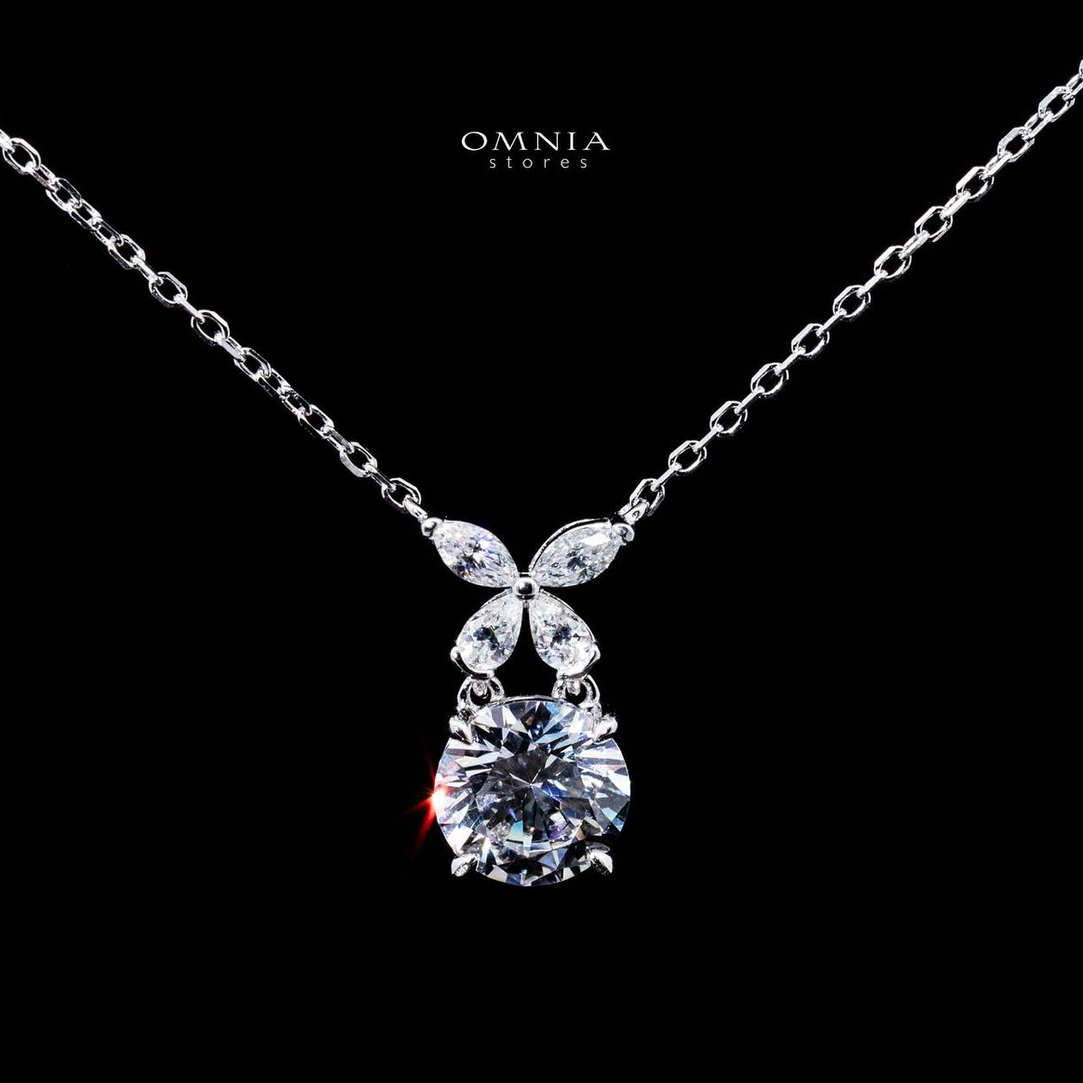 Omnia Sameera White Pendant Necklace With High Quality Certified Lab Crafted Stones In 925 Silver - OMNIASTORES UAE