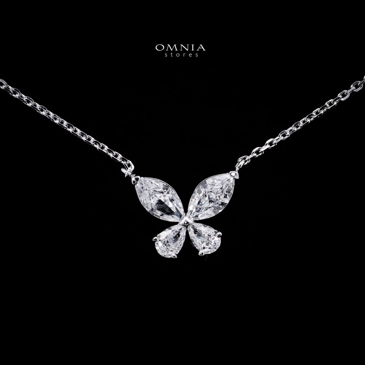 Omnia Ziara White Pendant Necklace With High Quality Certified Lab Crafted Stones In 925 Silver - OMNIASTORES UAE