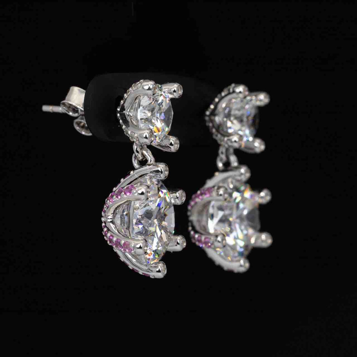 Omnia Asel White Round Earrings With High Quality Certified Lab Crafted Stones In 925 Silver - OMNIASTORES UAE