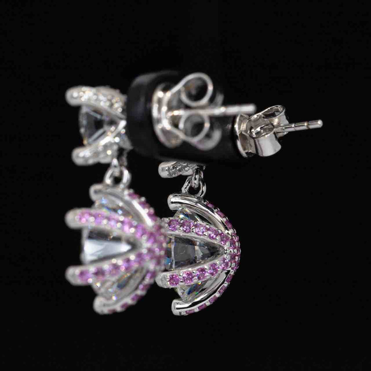 Omnia Asel White Round Earrings With High Quality Certified Lab Crafted Stones In 925 Silver - OMNIASTORES UAE