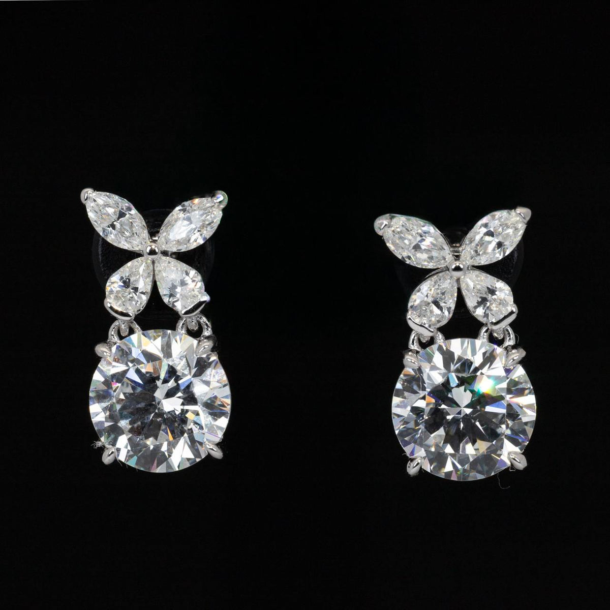 Omnia Sameera White Drop Earrings With High Quality Certified Lab Crafted Stones In 925 Silver - OMNIASTORES UAE