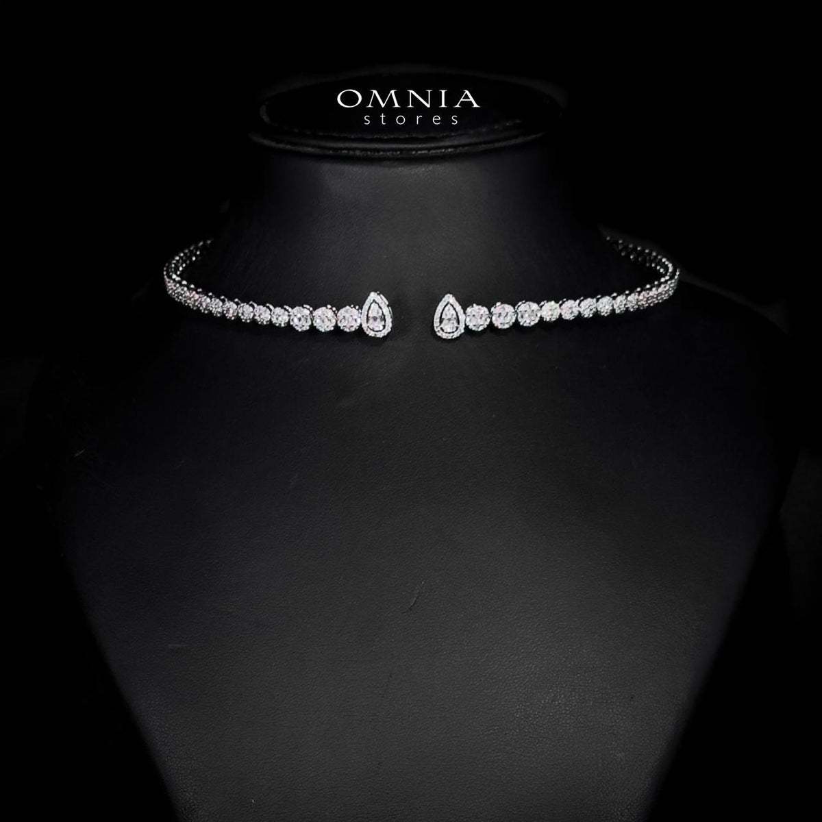Omnia Mila Luxury White Choker Bridal Full Set in High Quality Zircon Stone Rhodium Plated - OMNIASTORES UAE