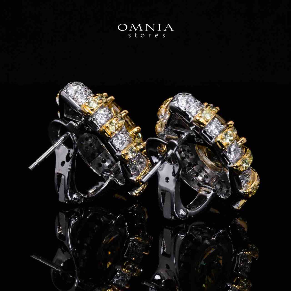 Omnia Zaila Yellow Clip Earrings With High Quality Simulated Diamonds In 925 Silver - OMNIASTORES UAE
