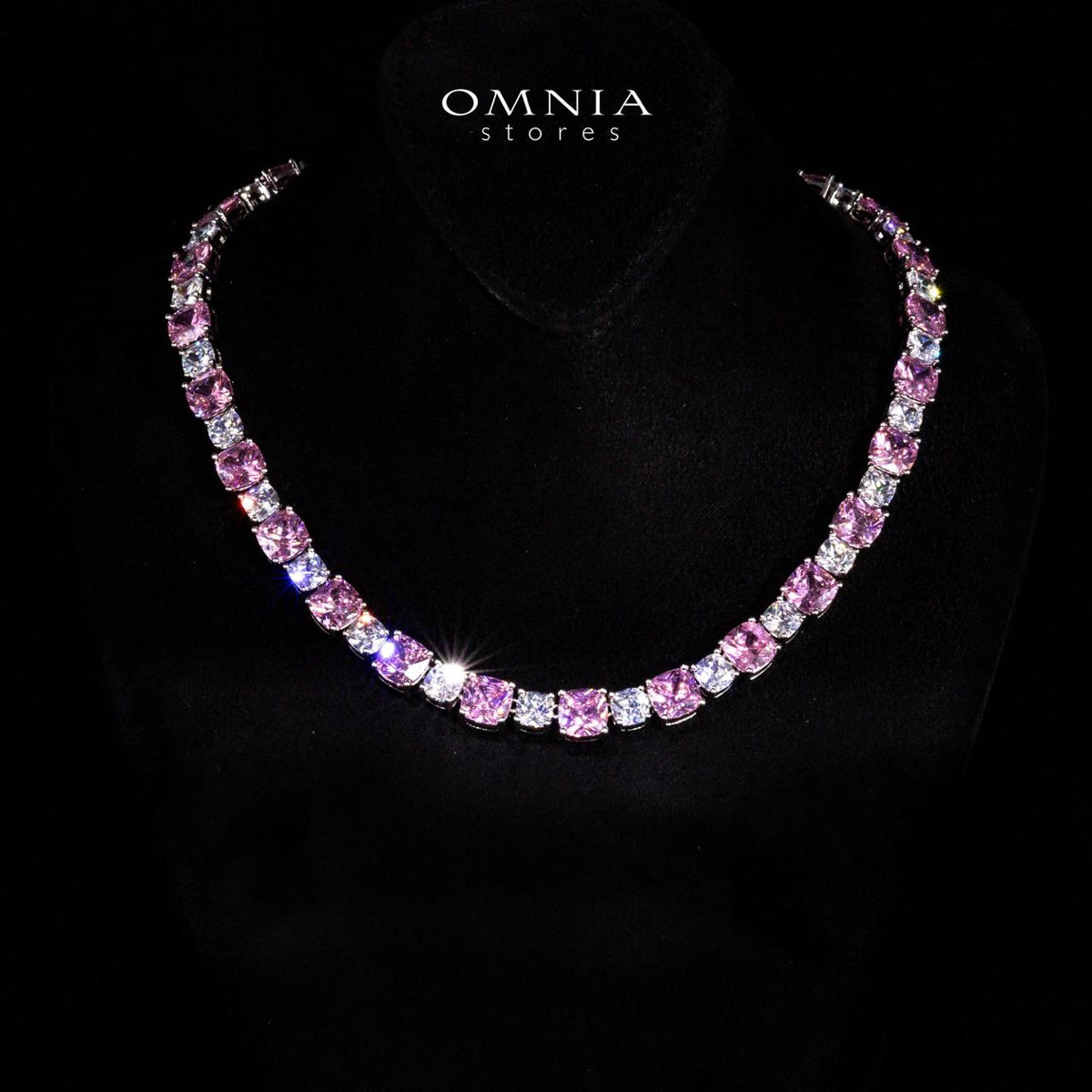 Omnia Alya Pink and White Bridal Full Set in High Quality Simulated Diamonds Rhodium Plated - OMNIASTORES UAE