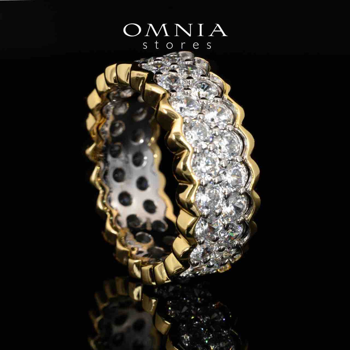 Omnia Amillia White and Gold Ring With Certified High Quality Lab Crafted Stones In 925 Silver - OMNIASTORES UAE