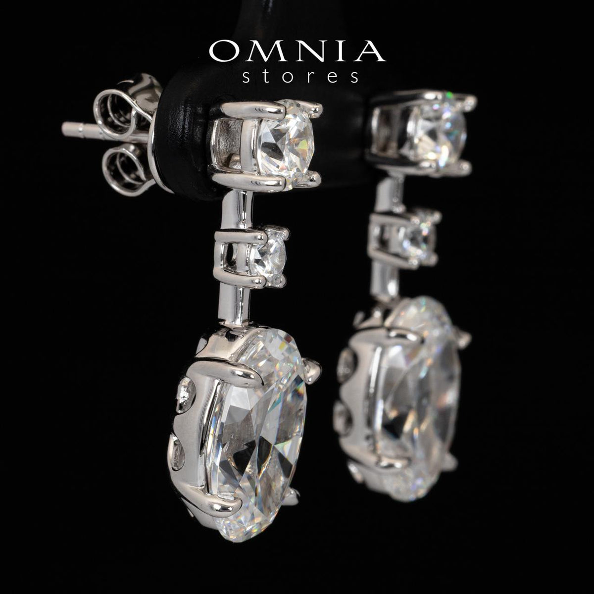 Omnia Yazmin White Oval Cut Drop Earrings With High Quality Certified Lab Crafted Stones In 925 Silver 12.58ct - OMNIASTORES UAE