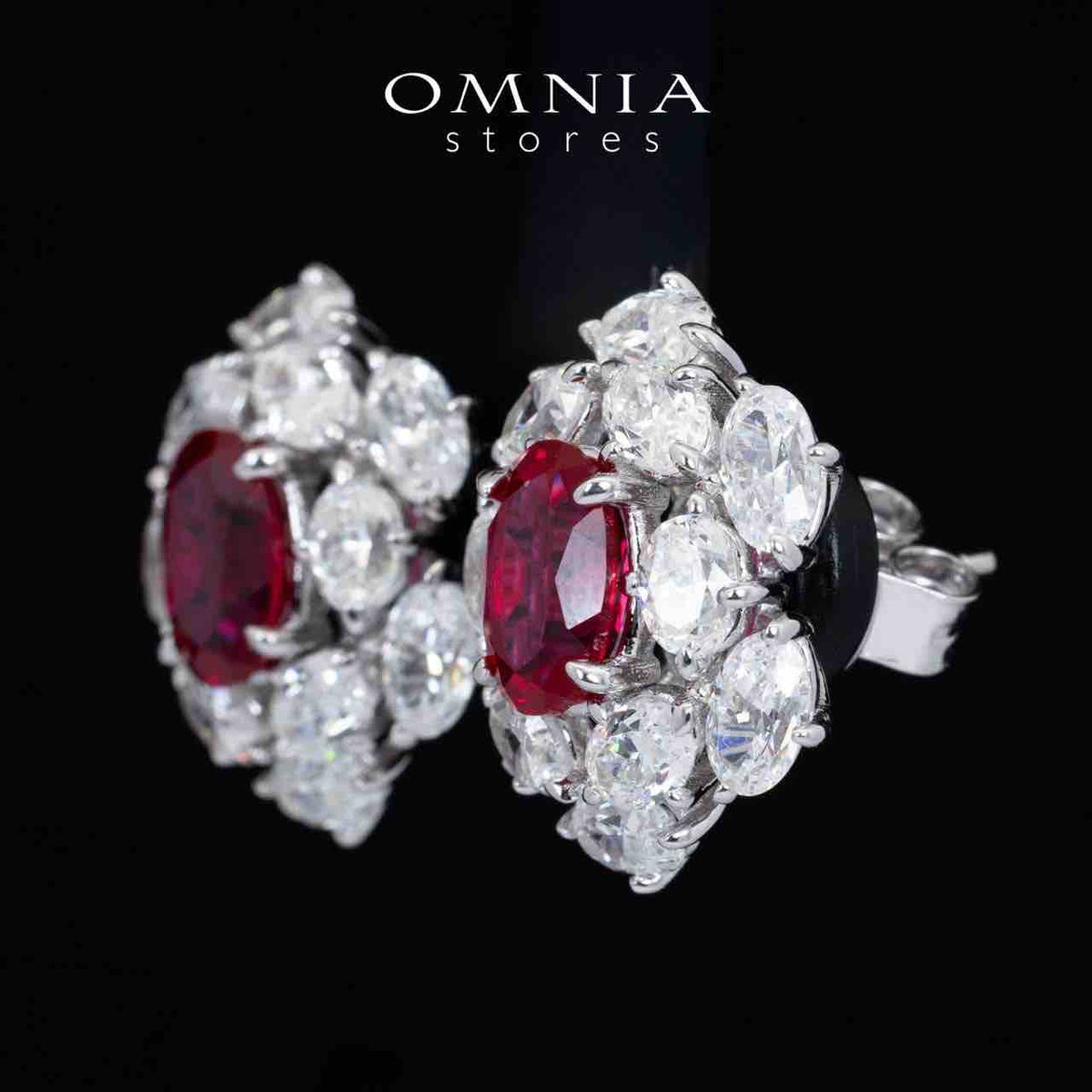Omnia Liyana White and Red Drop Earrings With High Quality Certified Lab Crafted Stones In 925 Silver 11.51ct