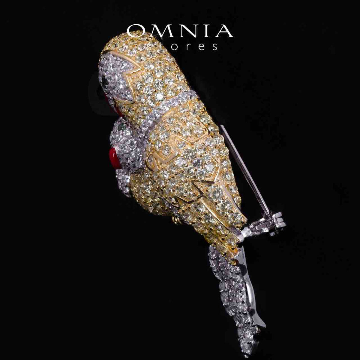 Omnia Taliah Multicolor Brid Brooch With High Quality Simulated Diamonds In 925 Silver - OMNIASTORES UAE
