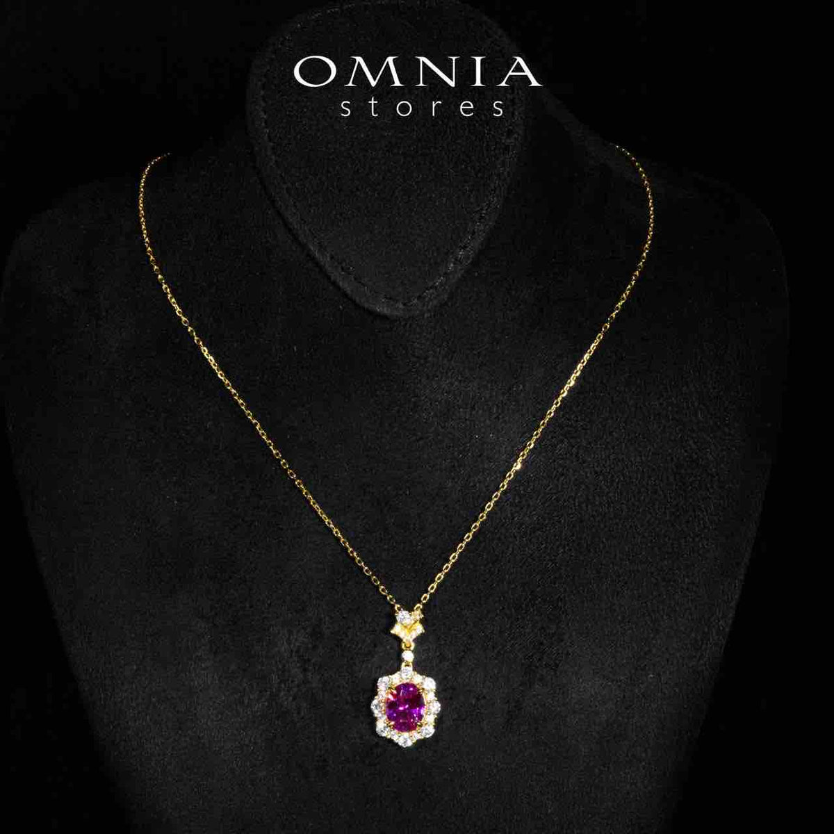 Omnia Maura Gold Pendant Necklace With High Quality Certified Lab Crafted Stones In 925 Silver - OMNIASTORES UAE