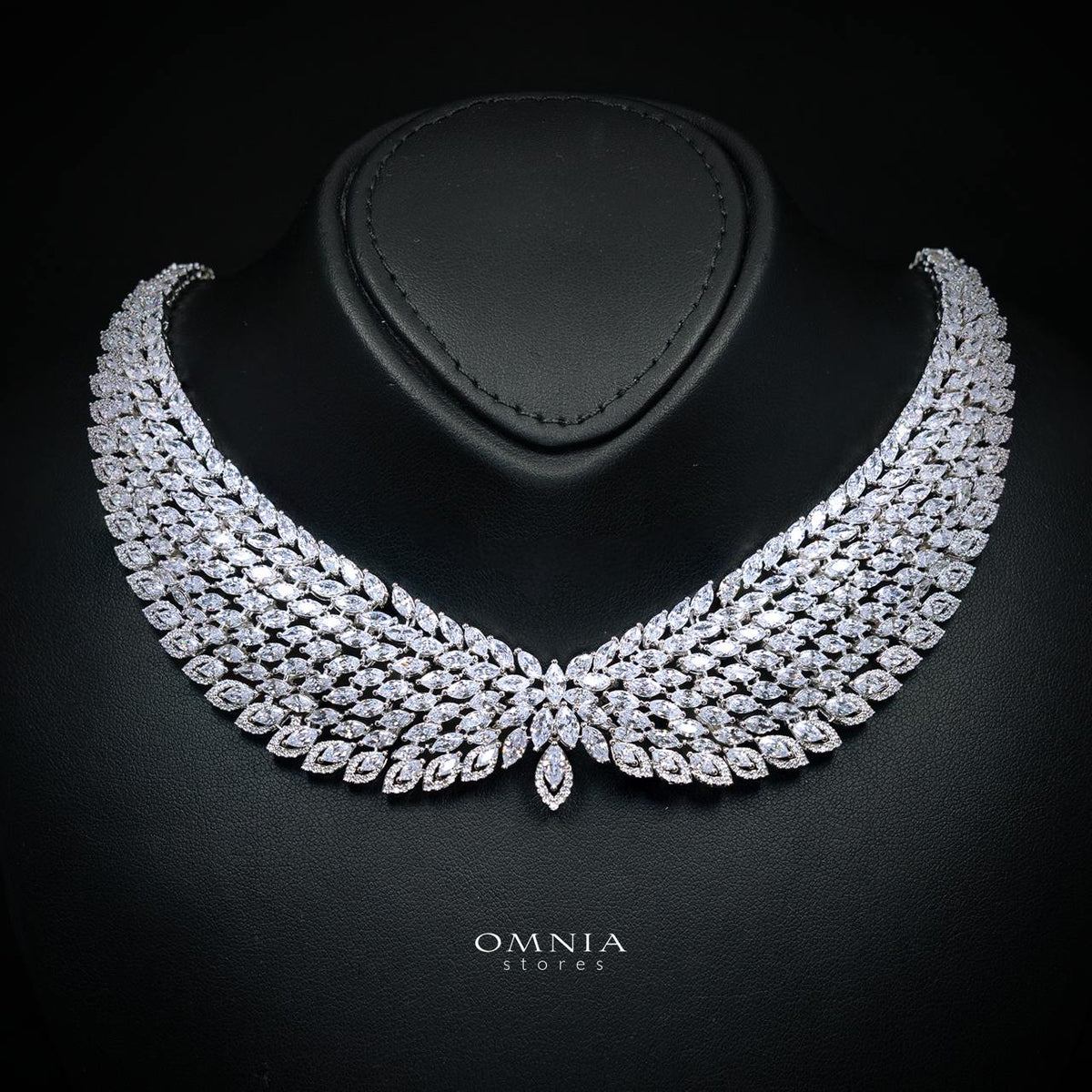 Omnia Safe Luxury Bridal White Full Set In High Quality Zircon Stone Rhodium Plated