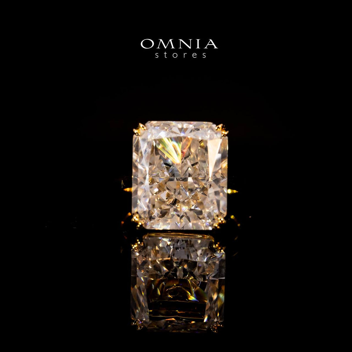 Omnia Zarmina Gold Ring In 925 Silver High Quality Lab Crafted Cushion Cut Stones 9Ct - OMNIASTORES UAE