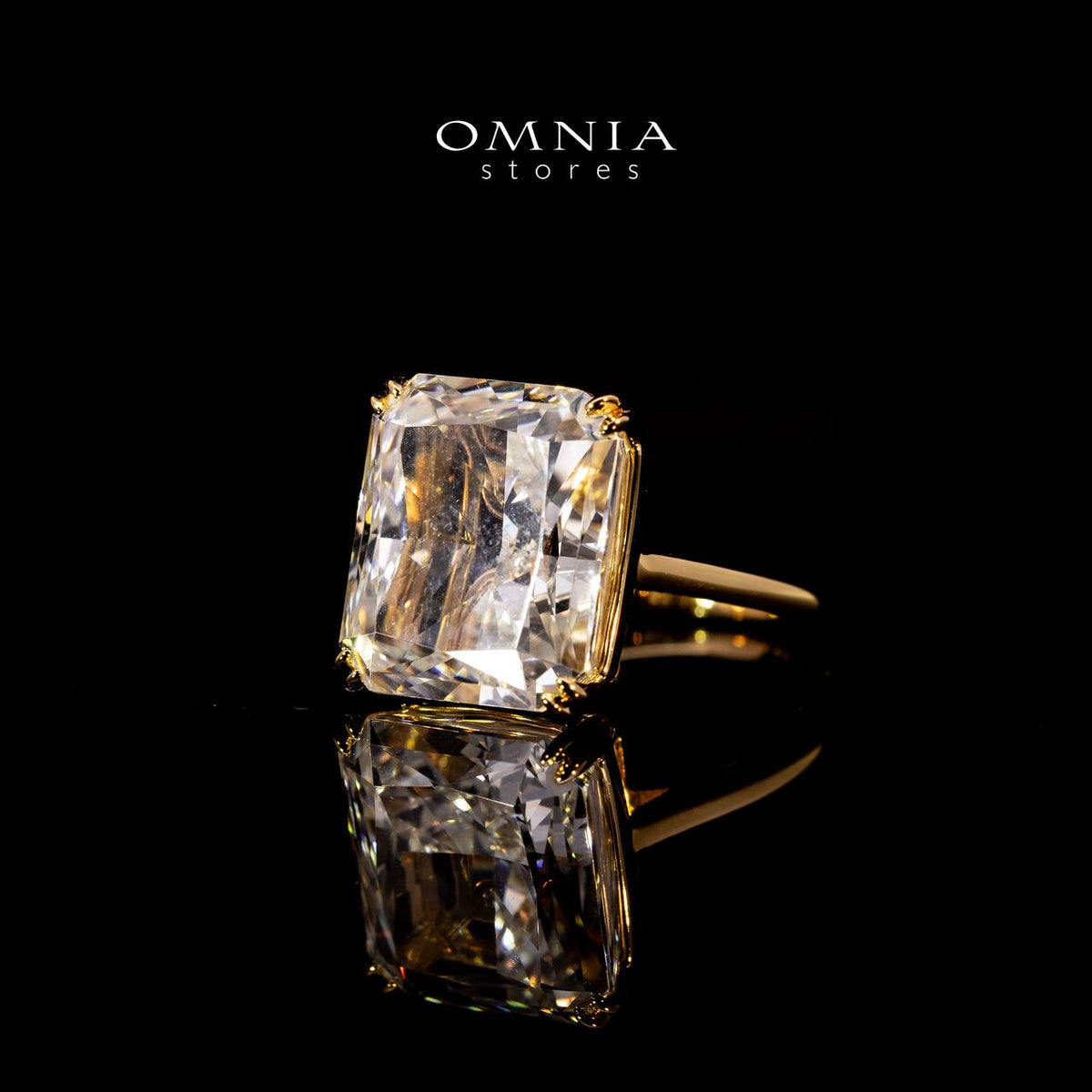 Omnia Zarmina Gold Ring In 925 Silver High Quality Lab Crafted Cushion Cut Stones 9Ct - OMNIASTORES UAE
