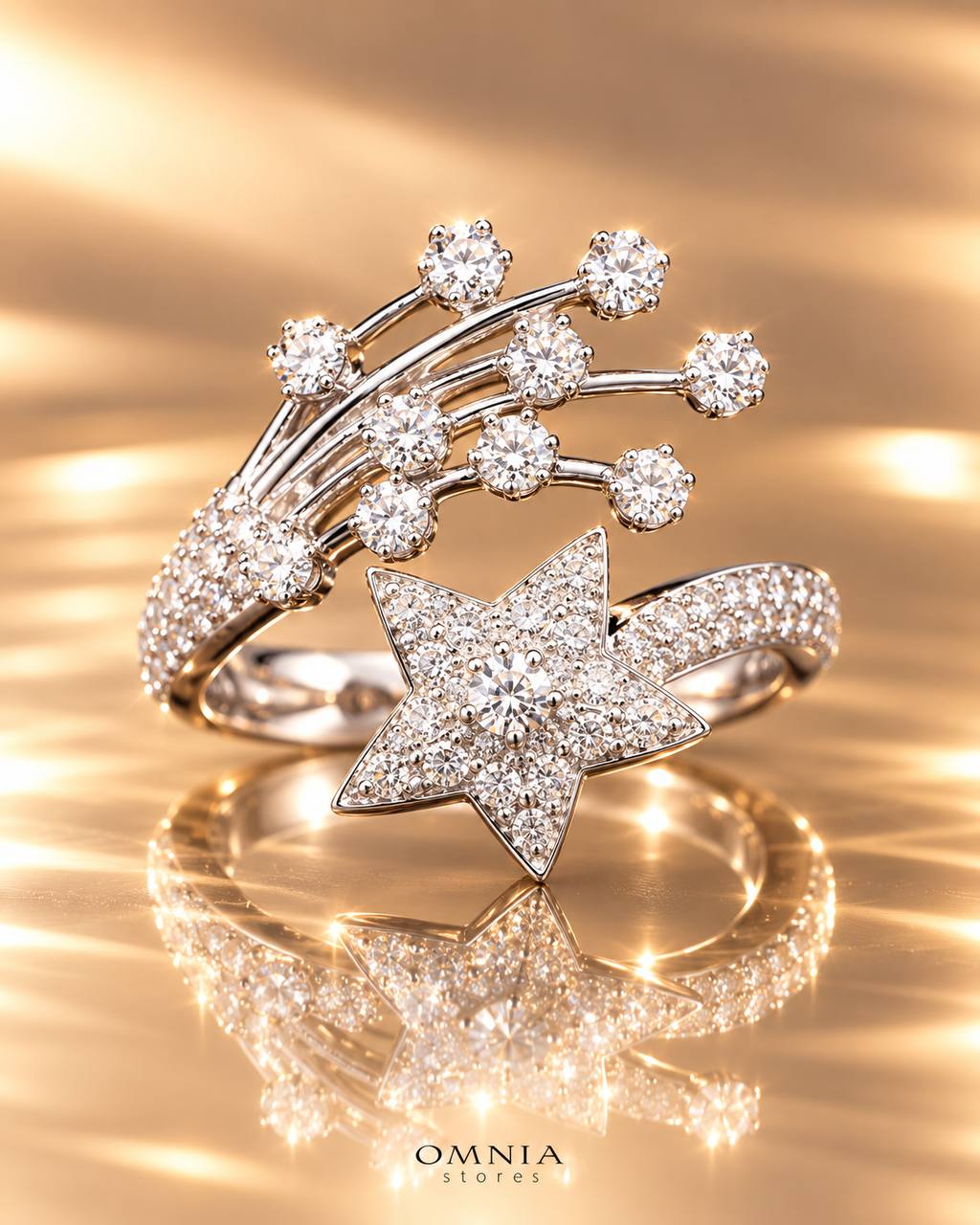 Calista Star White Moissanite Stone Ring With GRA Certified High Quality in 925 Silver