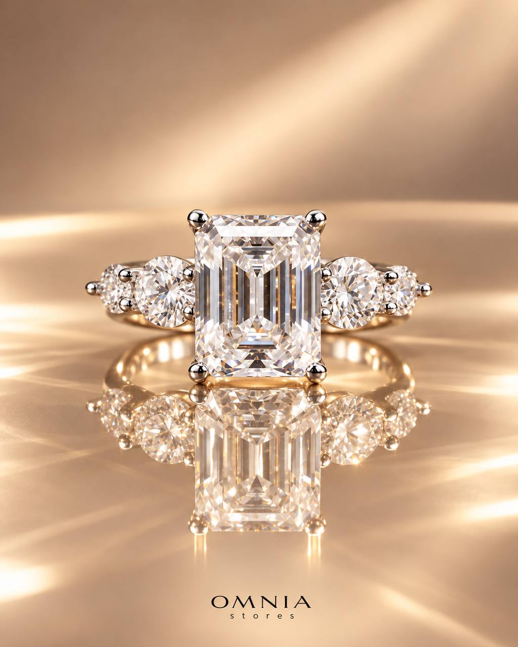 Hanifa White Moissanite Emerald Cut Ring GRA Certified in High Quality 925 Silver 7x9mm 3ct