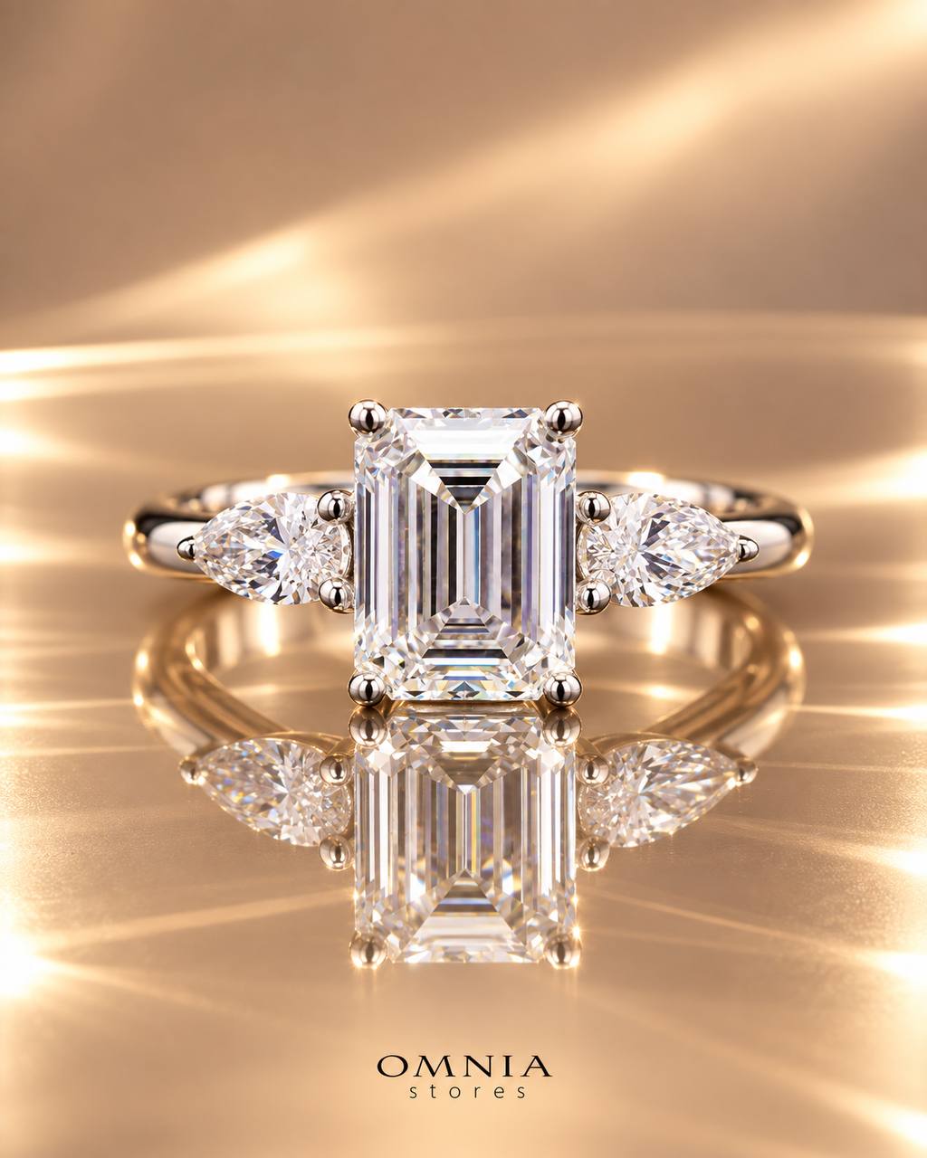 Aysha Lab Grown IGI Certified Emerald Cut D VS1 White Ring High Quality 925 Silver 1.60ct