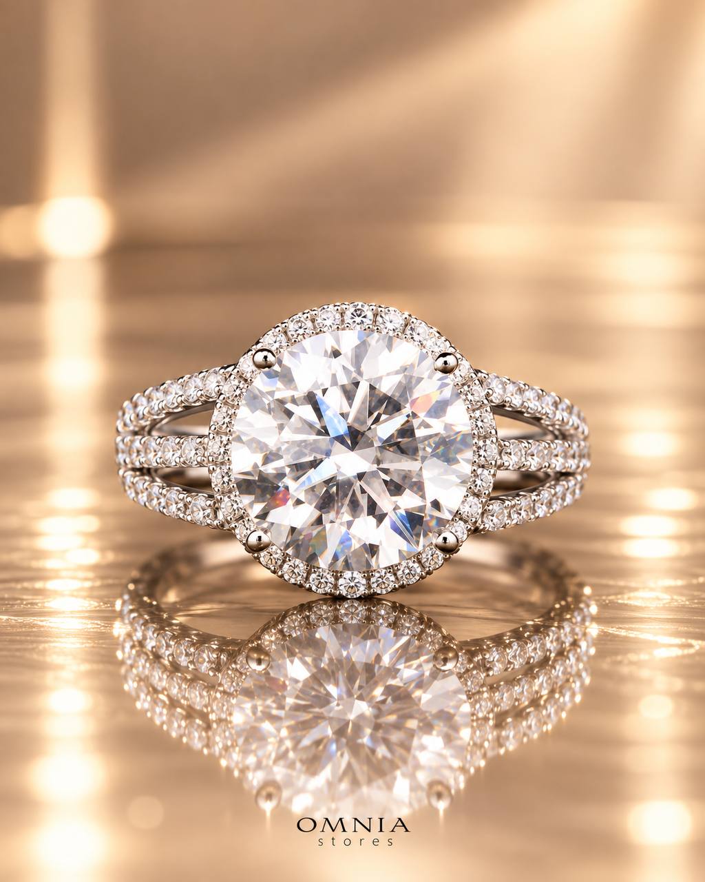 Omnia Fadwa White Moissanite Ring – Certified 925 Sterling Silver