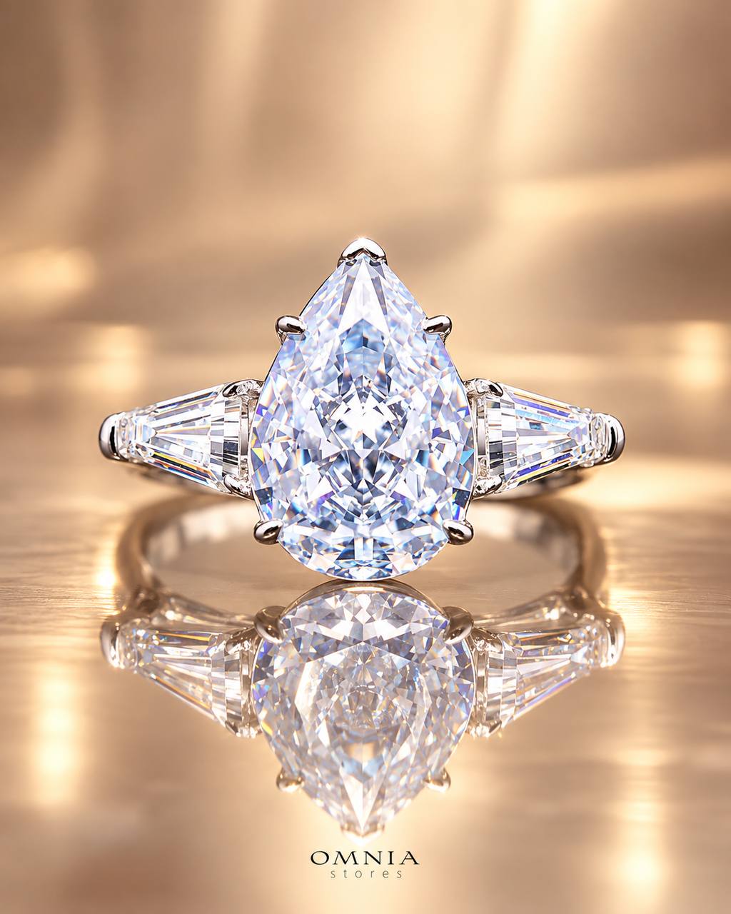 Omnia Jumanah Blue and White Silver Ring In 925 Silver High Quality Certified Lab Crafted Stones