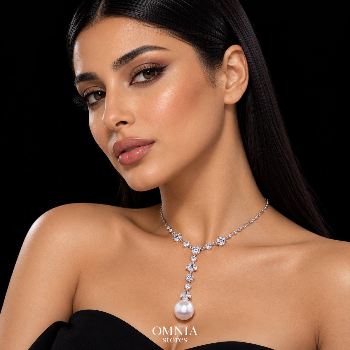 Dania Pearl Necklace with Certificate | High-Quality Simulated Diamonds in 925 Sterling Silver