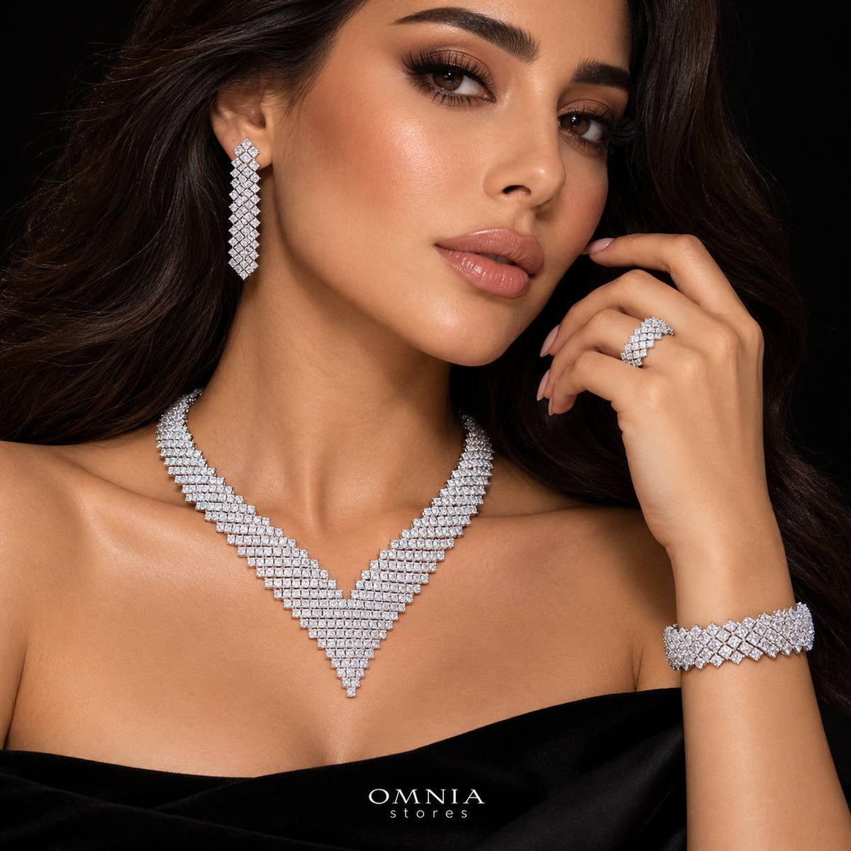 Omnia Thea Bridal Full Set Accessories High Quality Zircon Stone Premium Rhodium Plated