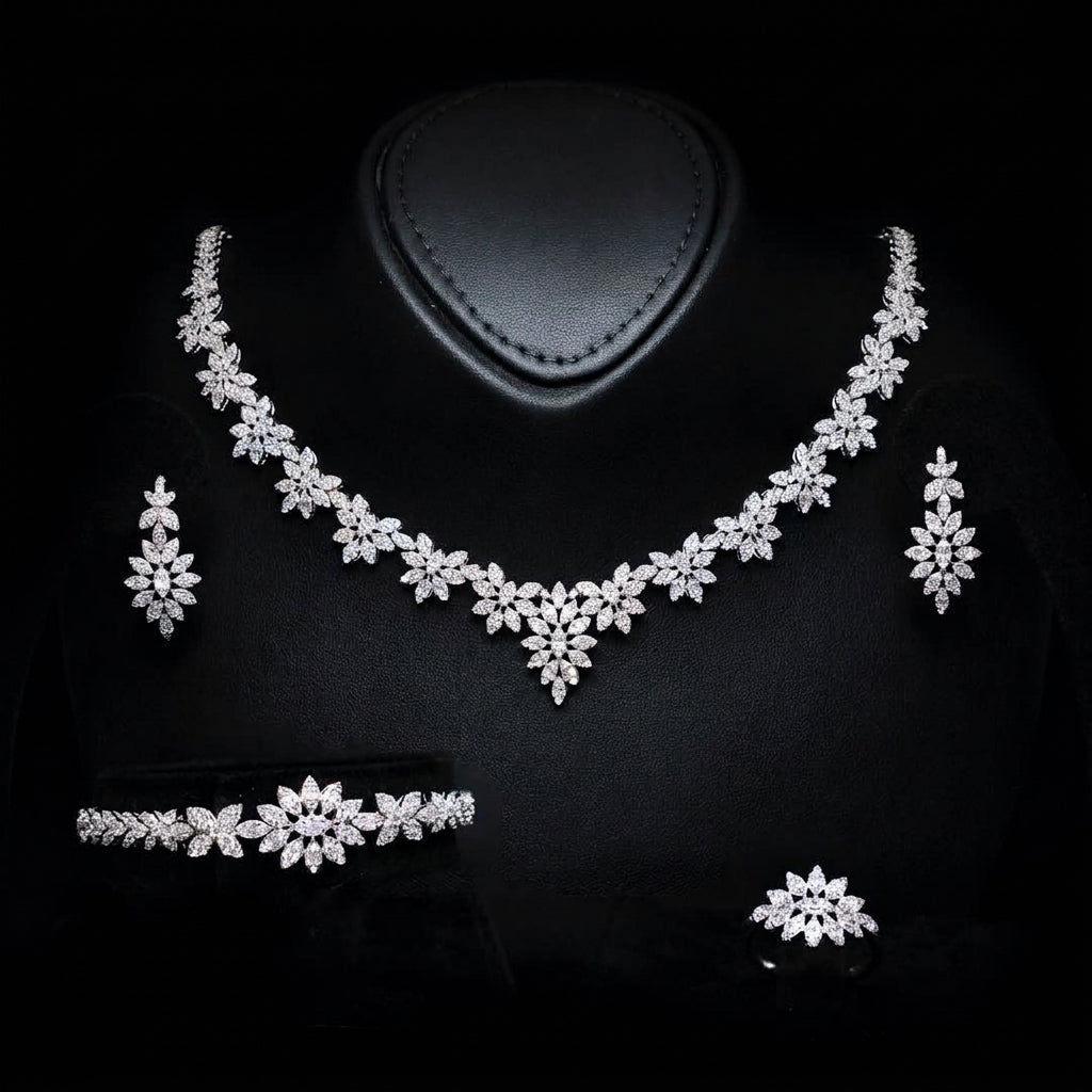 Laynah White Bridal Full Set – Premium Rhodium Plated with High-Quality Zircon Stones