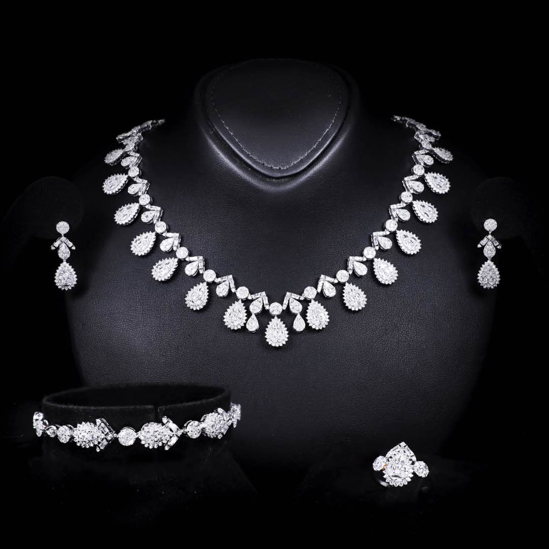 Omnia Hana White Bridal Full Set in 925 Silver High Quality Simulated Diamonds - OMNIASTORES UAE