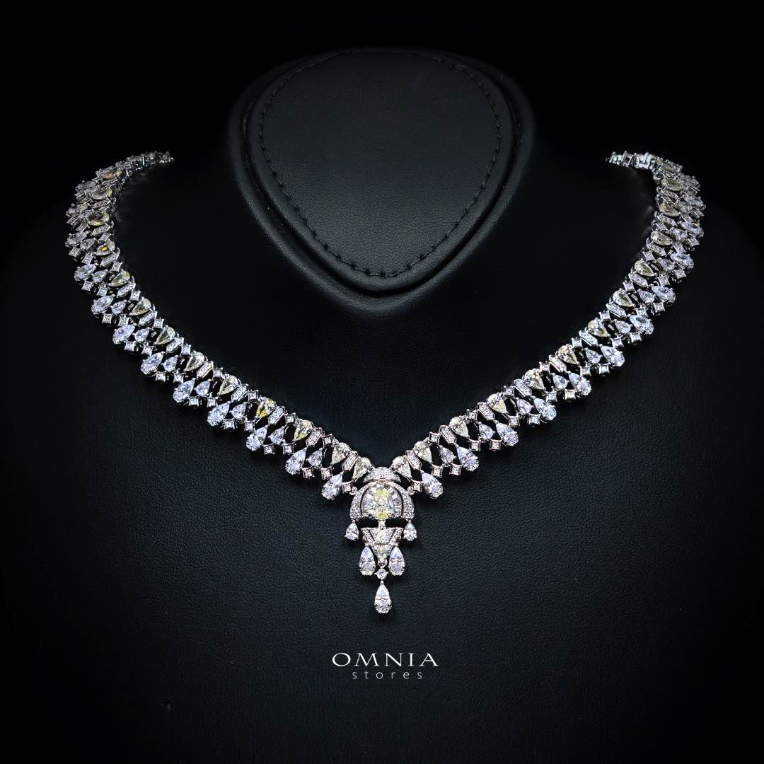 Omnia Rafi Yellow Bridal Full Set with Elegant White and Simulated Diamonds in High-Quality Rhodium Plated Finish - OMNIASTORES UAE