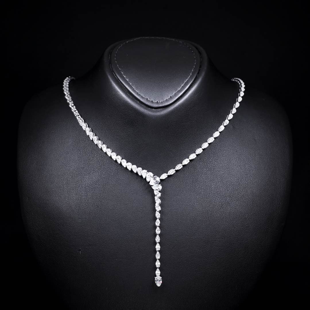 Omnia Khuloud White Bridal Full Set in 925 Silver High Quality Simulated Diamonds (6cm Only Available in KSA)