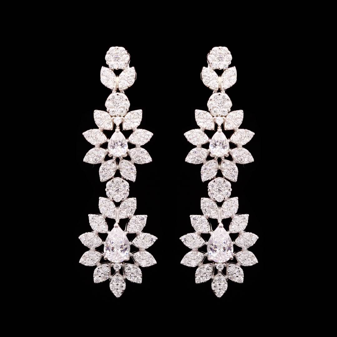 Omnia Khuloud White Bridal Full Set in 925 Silver High Quality Simulated Diamonds (6cm Only Available in KSA)