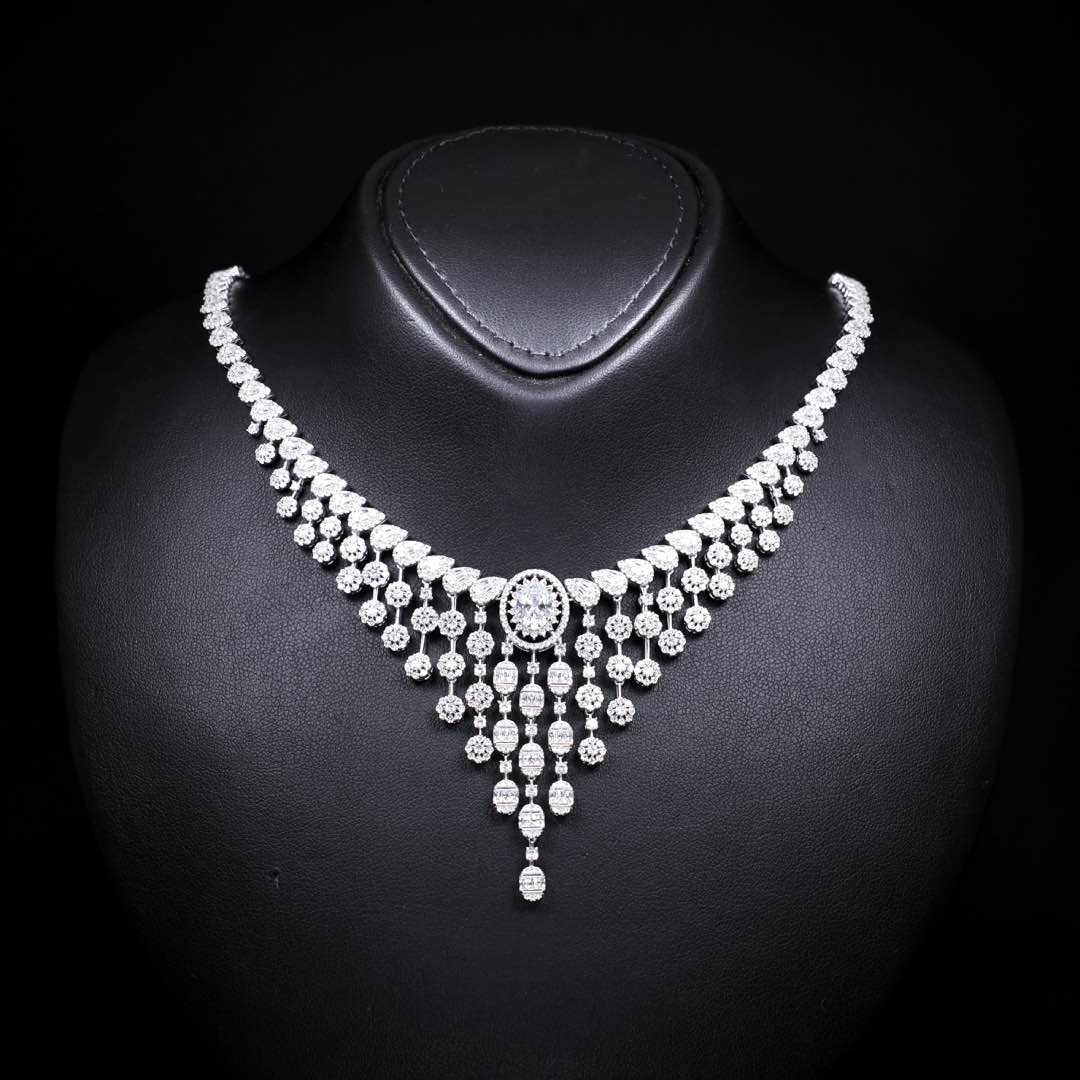 Omnia Manar White Bridal Full Set in 925 Silver High Quality Simulated Diamonds