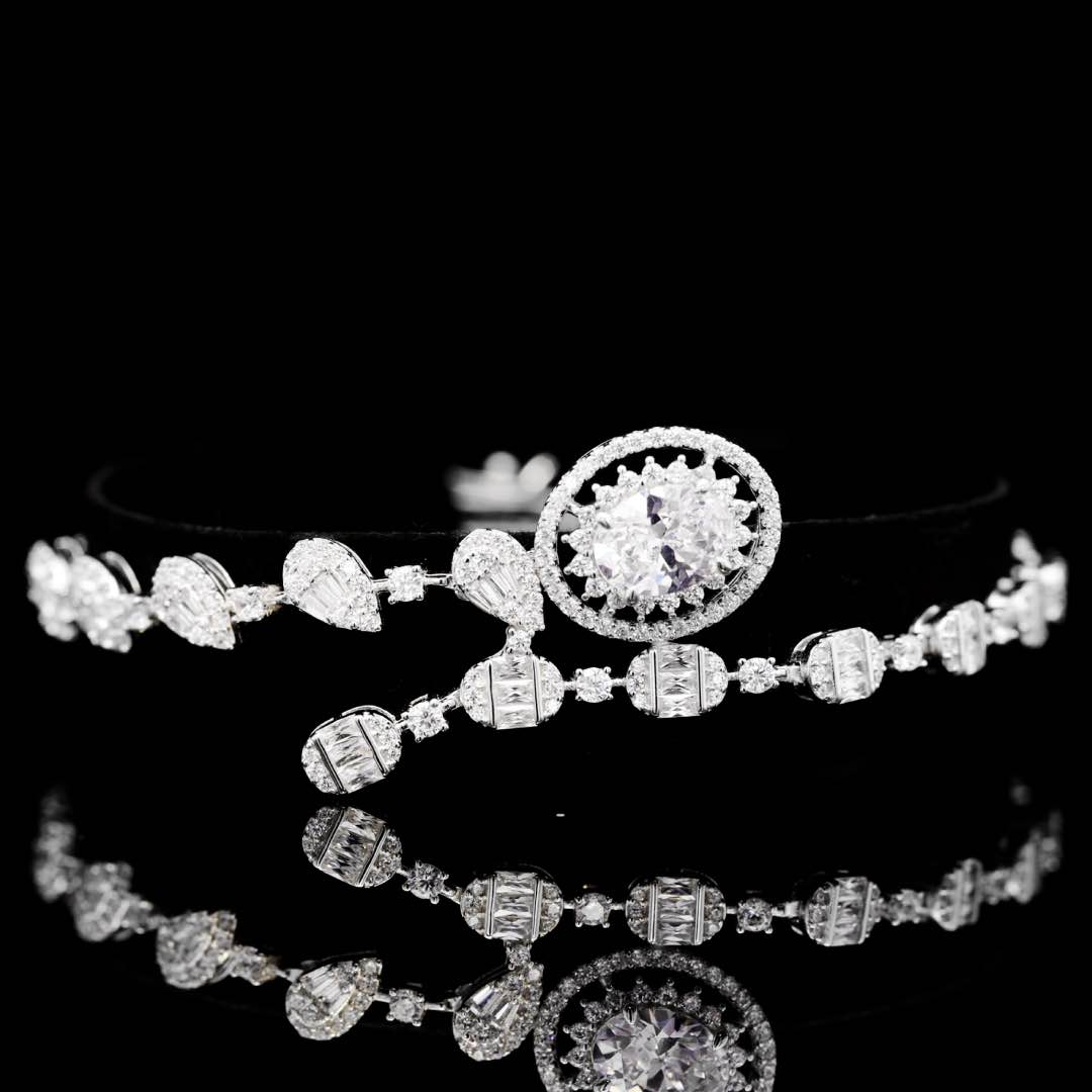 Omnia Manar White Bridal Full Set in 925 Silver High Quality Simulated Diamonds