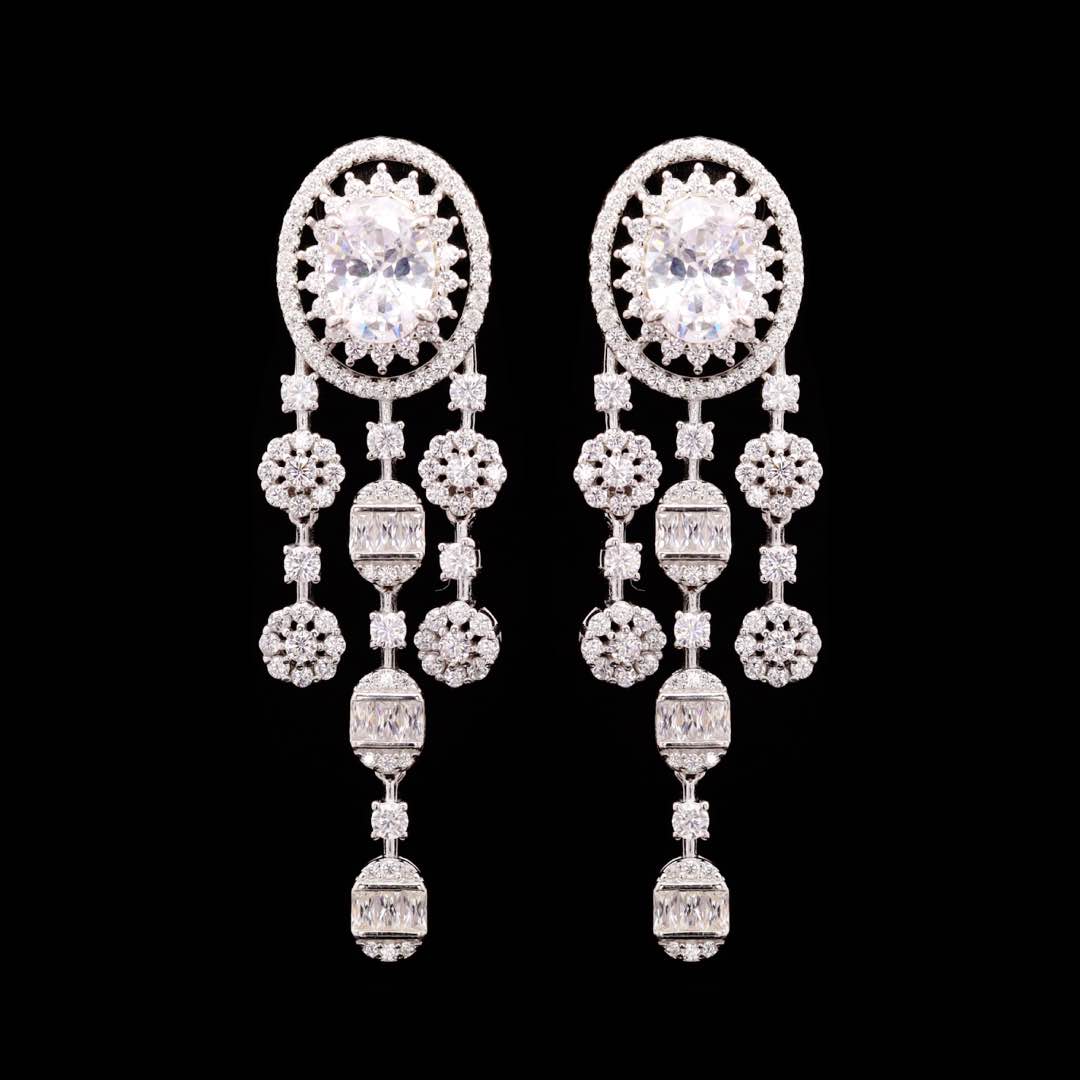 Omnia Manar White Bridal Full Set in 925 Silver High Quality Simulated Diamonds
