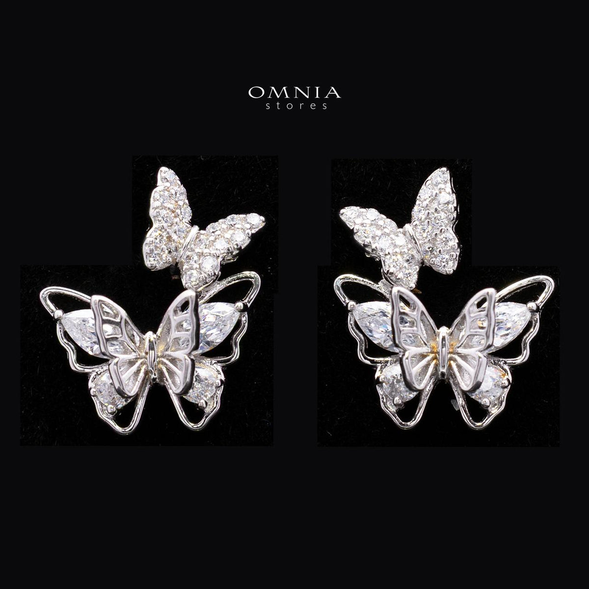 Araceli Butterfly Necklace and Earrings Set in 925 Sterling Silver with Premium Simulated Diamonds