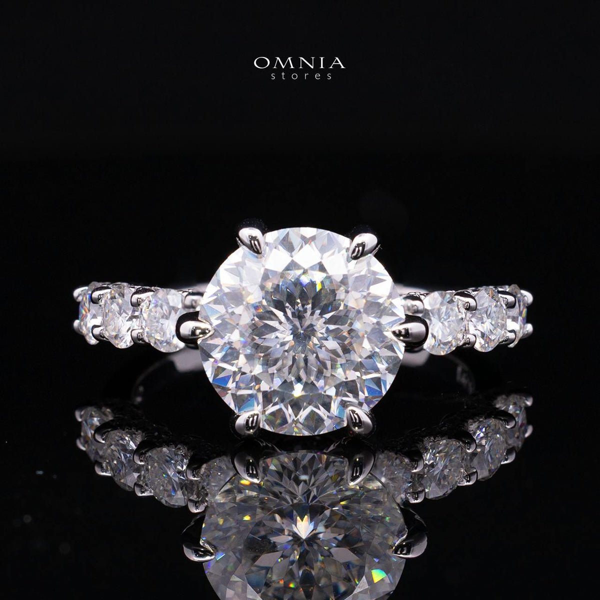 Fidaa White Moissanite Round Cut Ring GRA Certified in High Quality 925 Silver 11mm 5ct