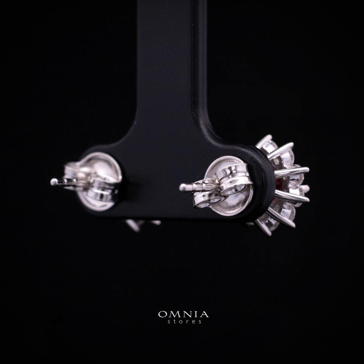 Henrietta Lab-Grown Red Ruby Earring with GRC Certificate, Round 5mm in 925 Sterling Silver