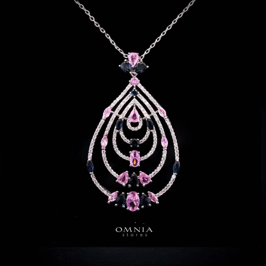 Omnia Mira Pink & Blue Set Accessories in High Quality Zircon Stone