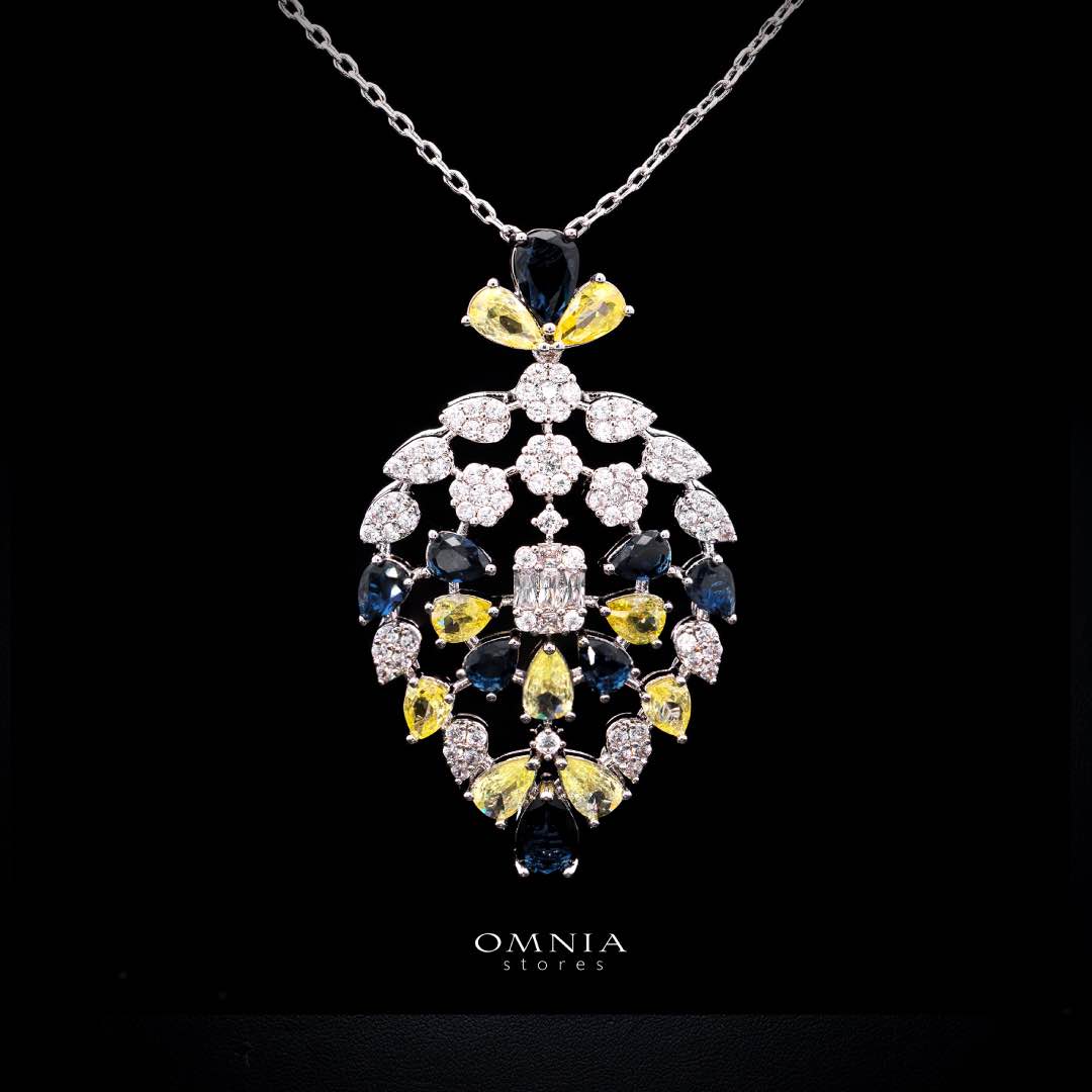 Omnia Ashwaq Blue & Yellow Set in High Quality Zircon Stone - OMNIASTORES UAE