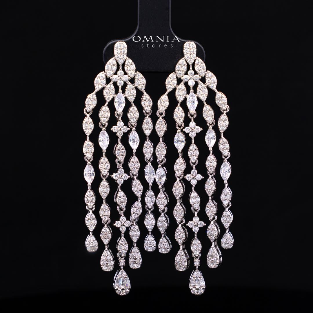 Omnia Raawiya White Luxury Bridal Set In Rhodium Plated with High Quality Zircon Stones