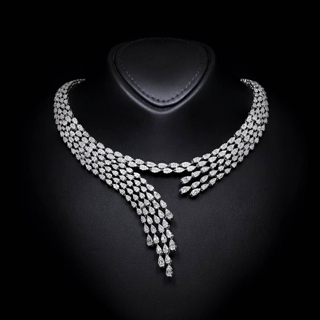 Omnia Beretta Luxury White Bridal Full Set in High Quality Zircon Stone Premium Rhodium Plated